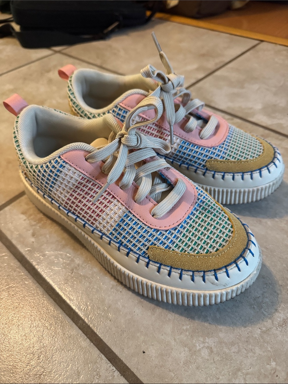 Nicole Miller New York Mixed Media Platform Sneaker Shoes New Size 7